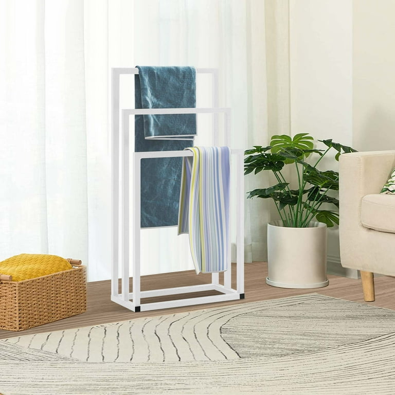 Aukfa Metal 3 Tiers Freestanding Towel Rack for Bathroom Outdoor White Walmart