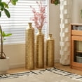 thumbnail image 1 of Aukfa Metal Decorative Tall Floor Vase,Set of 3 Large glazed Vases,25.2"/ 29.33"/34.25" H,Gold, 1 of 8