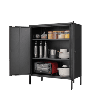 Aukfa Metal Storage Cabinet,Garage Tool storage Cabinet for Office Home Kitchen,Black