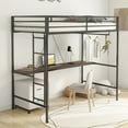 thumbnail image 1 of Aukfa Metal Twin Loft Bed with Built-in Desk and Closet Rod for Kids Teens, Black, 1 of 8