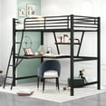 thumbnail image 1 of Aukfa Metal Twin Loft Bed with Built-in Desk and Shelf for Dormitory Kids Bedroom - Black, 1 of 8