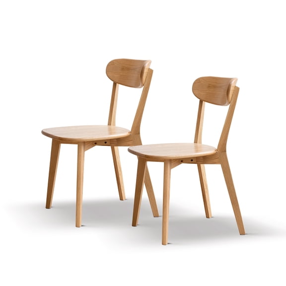 Aukfa Mid-Century Modern Dining Chairs Set of 2, Solid Oak Wood Side Chair for Kitchen, Dining Room, Walnut