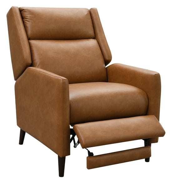 Aukfa Mid-Century Modern Pushback Recliner Chair, Faux Leather Upholstered, Brown, High Back
