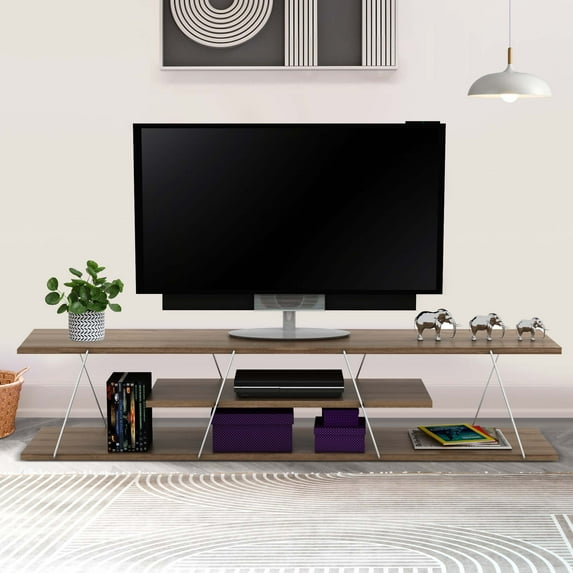Aukfa Mid-Century Modern TV Stand for TVs up to 60" - Entertainment Center for Living Room - Storage
