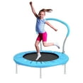 thumbnail image 1 of Aukfa Mini Trampoline with Handrail for Kids, 36" Fitness Rebounder with Safety Pad, Indoor Outdoor, Blue, 1 of 8