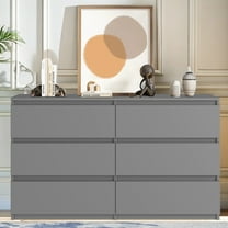 Aukfa Modern 6-Drawer Dresser Chest of Drawers Storage Cabinet for Bedroom Living Room, Gray