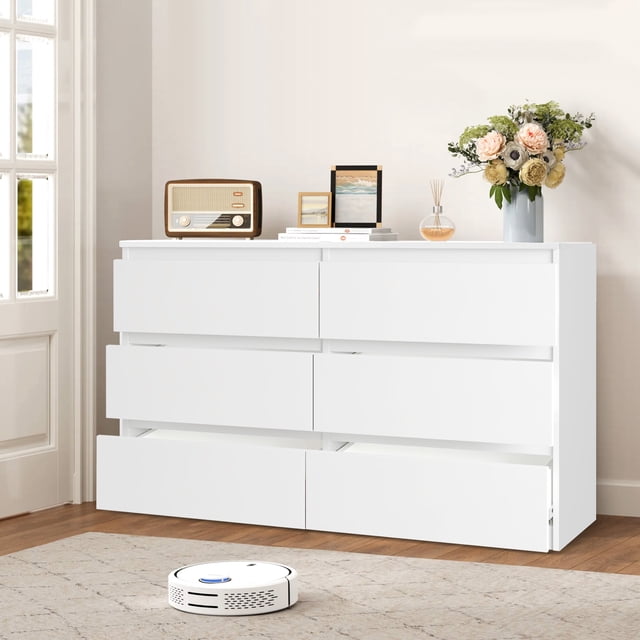 Aukfa Modern 6-Drawer Dresser Chest of Drawers Storage Cabinet for ...