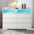 thumbnail image 1 of Aukfa Modern 6-Drawer Dresser Storage Cabinet w/ LED for Bedroom Living Room, White, 1 of 9