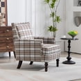 thumbnail image 1 of Aukfa Accent Chair Mid-Century Modern High Back Armchair Lounge for Living Room, Rivet Trim, Coffee, 1 of 10