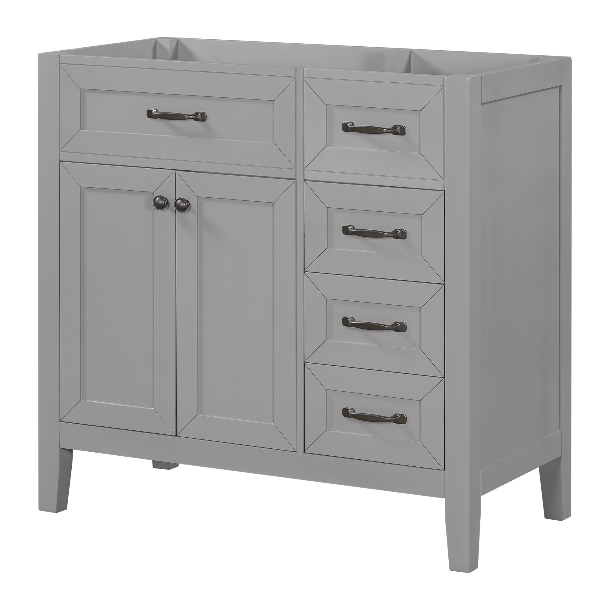 Aukfa Modern Bathroom Vanity without Sink, Freestanding Bathroom Cabinet with Drawers, Solid Frame,Gray