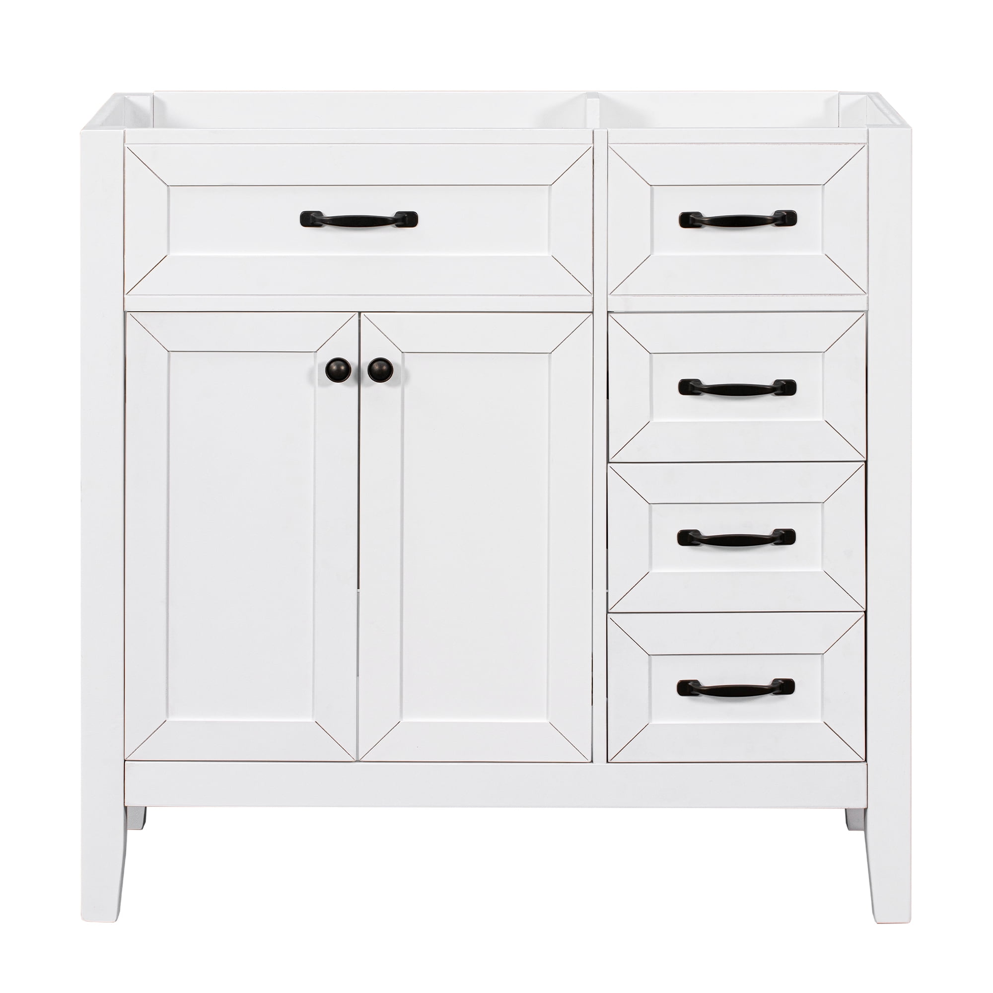 Aukfa Modern Bathroom Vanity without Sink, Freestanding Bathroom Cabinet with Drawers, Solid Frame,White
