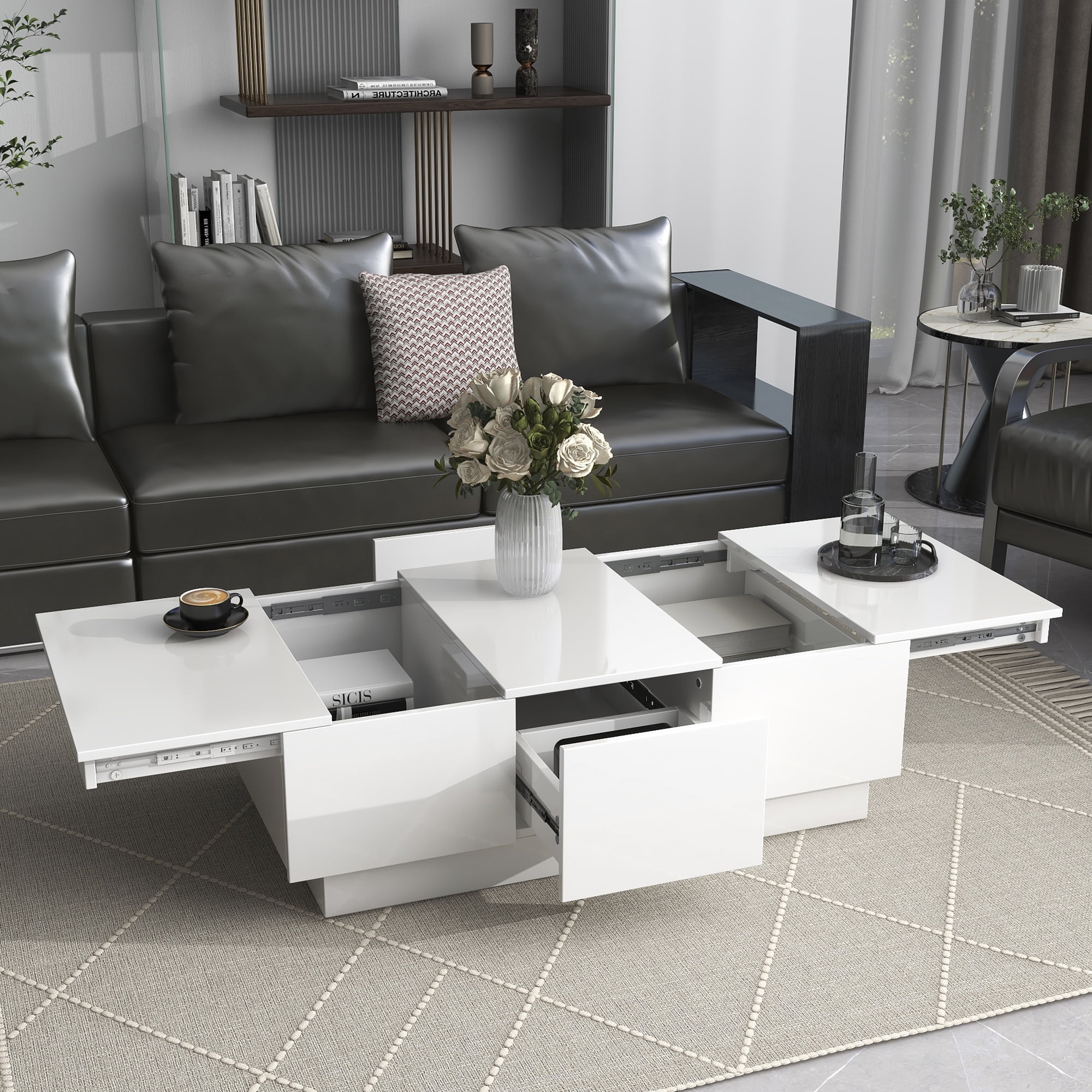 Free Shipping! Aukfa Modern Rectangular Extendable Coffee Table with ...