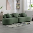 thumbnail image 1 of Aukfa Modern Living Room Curved Upholstered Couch, Sectional Sofa w/ 6 Pillows, Lamb Velvet, Green, 1 of 10