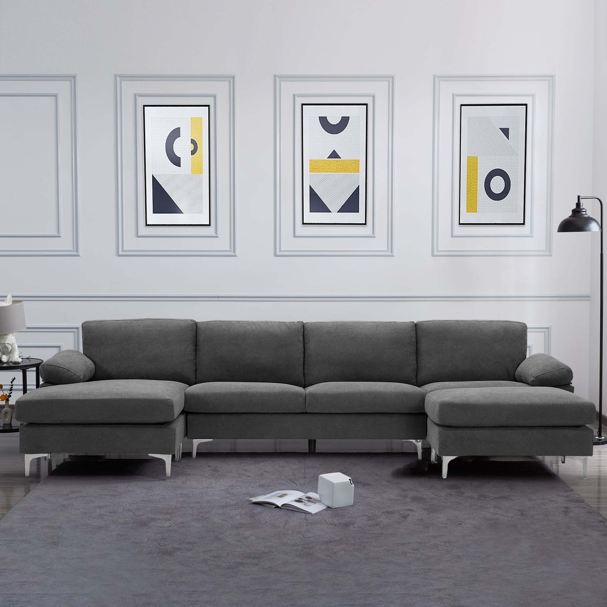 Aukfa Modern Sectional Sofa L Shaped Sleeper Sofa Convertible Sofa