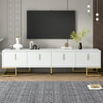 thumbnail image 1 of Aukfa Modern TV Stand for TVs up to 80'' with Metal Handles & Cabinet for Living Room, White, 1 of 8