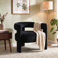 thumbnail image 1 of Aukfa Modern Velvet Barrel Accent Chair with 8.66" Thick Seat Cushion, Upholstered Armchair with 300 lb Weight Capacity for Living Room,Black, 1 of 5