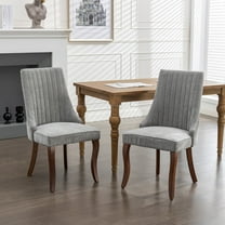 Aukfa Modern Velvet Dining Chairs Set of 2, Upholstered Kitchen Side Chair Accent Chair w/ Curved Solid Wood Legs,Gray