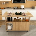 thumbnail image 1 of Aukfa Multi-Functional Folding Dining Table with Storage Shelves, Expandable Space-Saving Table for Small Apartments, Rolling Casters,Walnut, 1 of 8