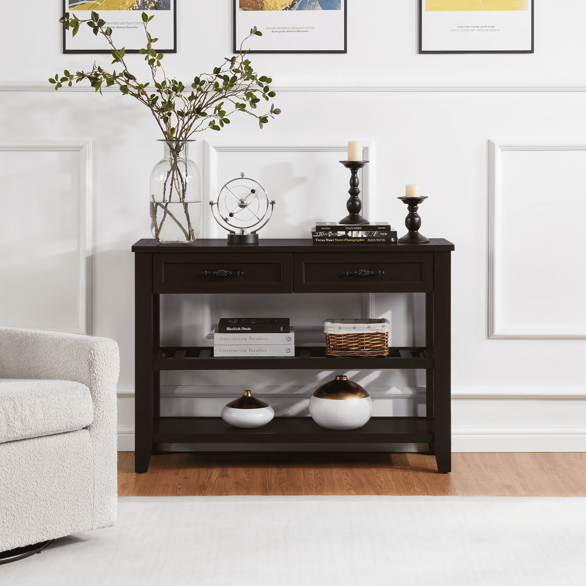 Aukfa Narrow Console Table with Storage Drawer, Entryway Table, Sofa Table for Living Room, Coffee