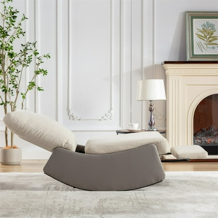 Aukfa Nursery Rocking Chair Comfy Glider Accent Chair w/ Adjustable Backrest for Home Office, Gray
