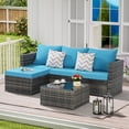 thumbnail image 1 of Aukfa Outdoor Patio Furniture Set - L shape Wicker Sectional Sofa with Coffee Table - Light Blue Cushions, 1 of 9
