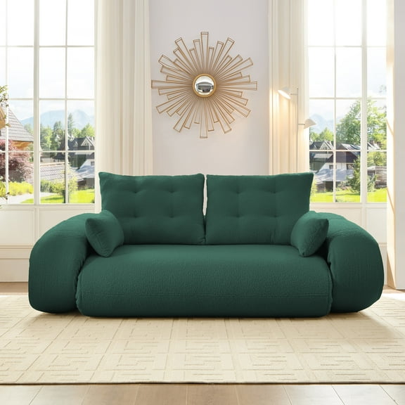 Aukfa Oversize Lazy Sofa Couch, Queen Size Foldable Sleeper Sofa Bed for Living Room/Playroom, Green