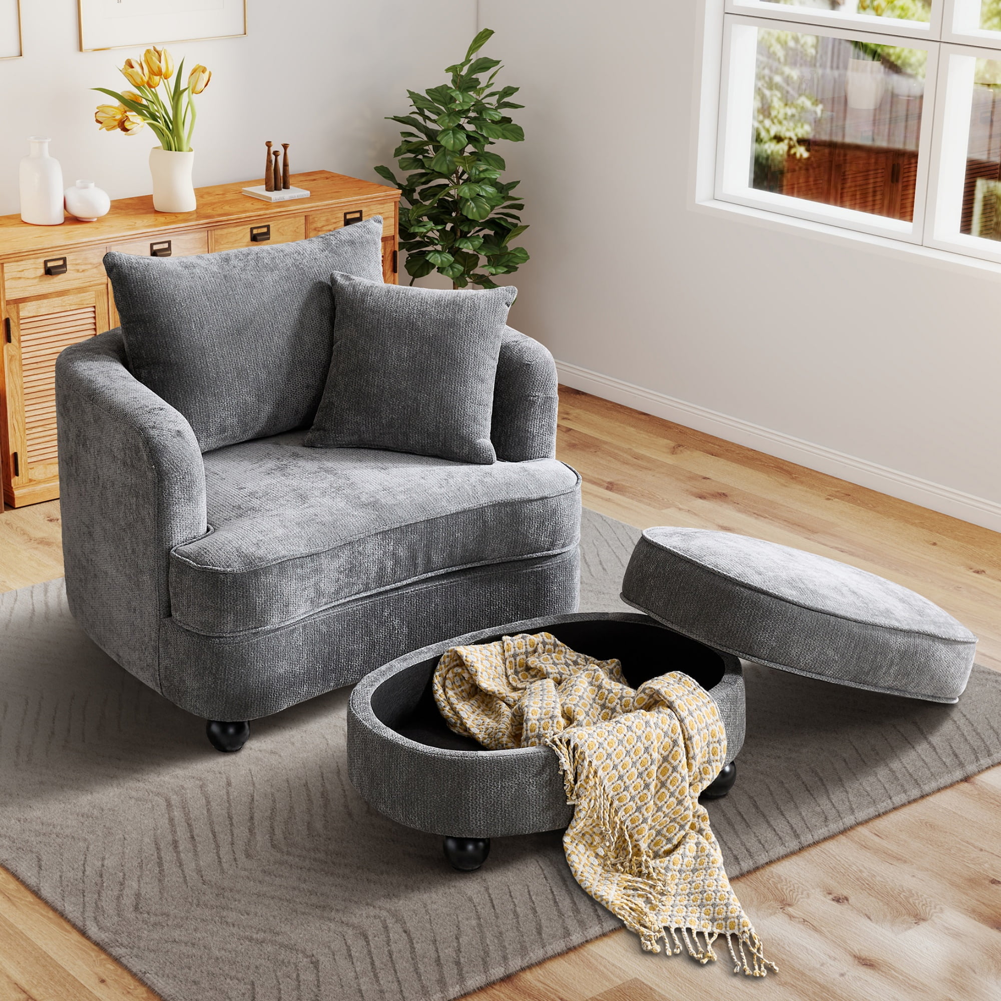 Storage Ottoman Gray Accent Chair With Ottoman Magic Home 51