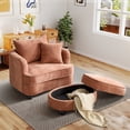 thumbnail image 1 of Aukfa Oversized Accent Chair with 2 in 1 Storage Ottoman,Sofa Chaise Chair Armchair for Living Room Bedroom,Orange, 1 of 8