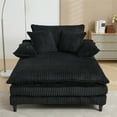 thumbnail image 1 of Aukfa 65" Oversized Chaise Adjustable Backrest Sofa Chair, Dual Layer Cushions, Corduroy, Black, 1 of 9