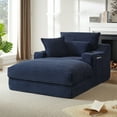 thumbnail image 1 of Aukfa 68" Oversized Chaise Lounge Chair with 2 Cup Hoders&Side Pockets, 3Pillows, Corduroy, Blue, 1 of 9