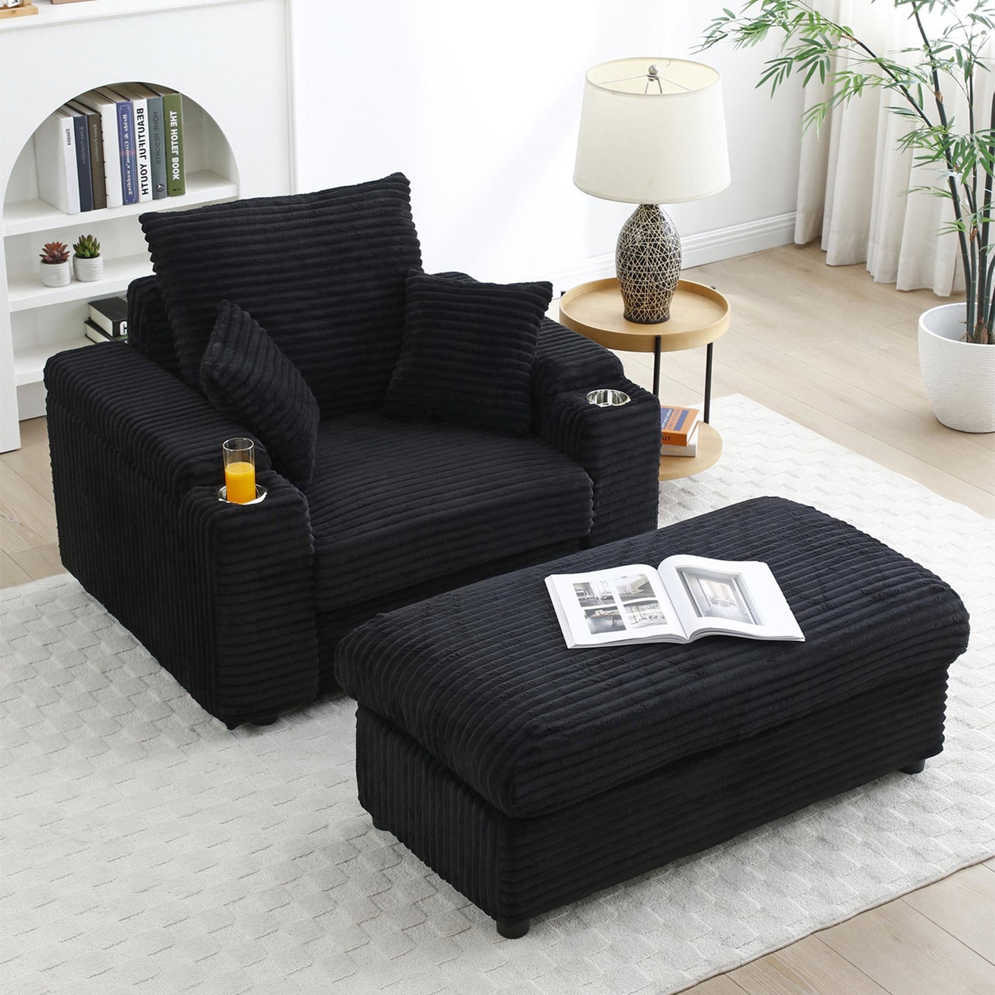 Aukfa Oversized Chaise Lounge Indoor Chair with 2 Cupholders