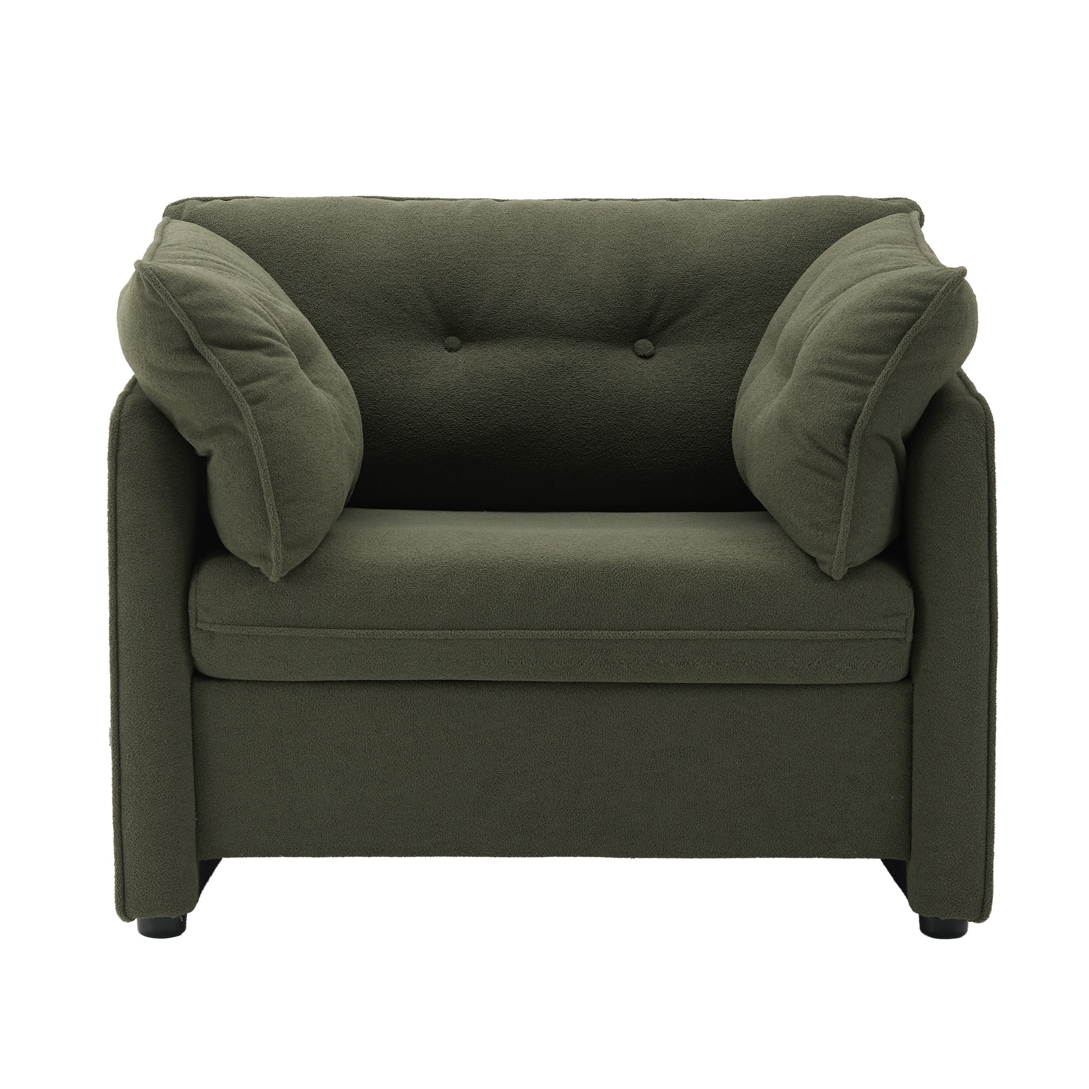 Aukfa Oversized Chenille Accent Chair, Deap Seat Sofa Chair for Living Room, Office, Green