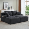 thumbnail image 1 of Aukfa Oversized Double Chaise Lounge Modular Boneless Couch for Living Room, 2 Cup Holders, 4 Pillows, Corduroy, Dark Gray, 1 of 9