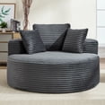 thumbnail image 1 of Aukfa Oversized Round Chaise Longue Chair Indoor, 56-inch Upholstered Corduroy Deep Seat Circle Cloud Sofa Chair, Dark Gray, 1 of 8
