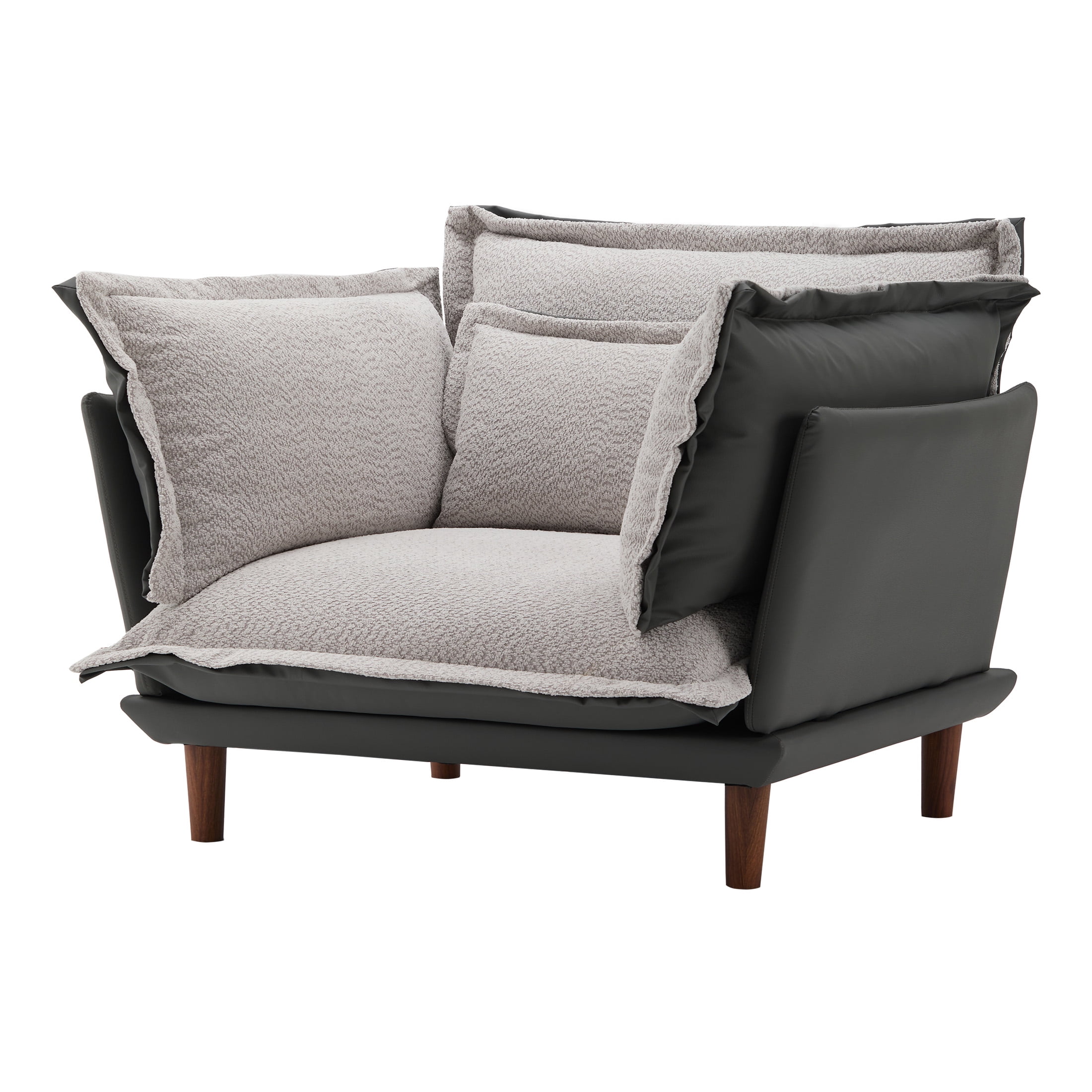 Aukfa Oversized Sofa Chair, Microfibers Accent Chair for Living Room, 5 Reversible Cushions, Gray