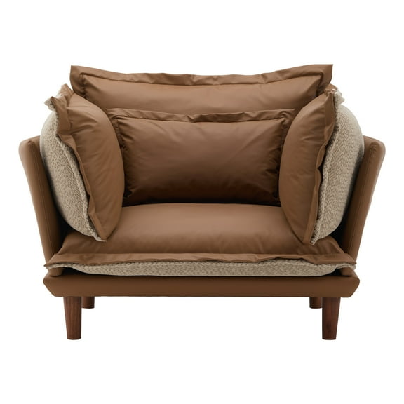 Aukfa Oversized Sofa Chair, Microfibers Accent Chair for Living Room, Dual-Sided Cushions, Brown