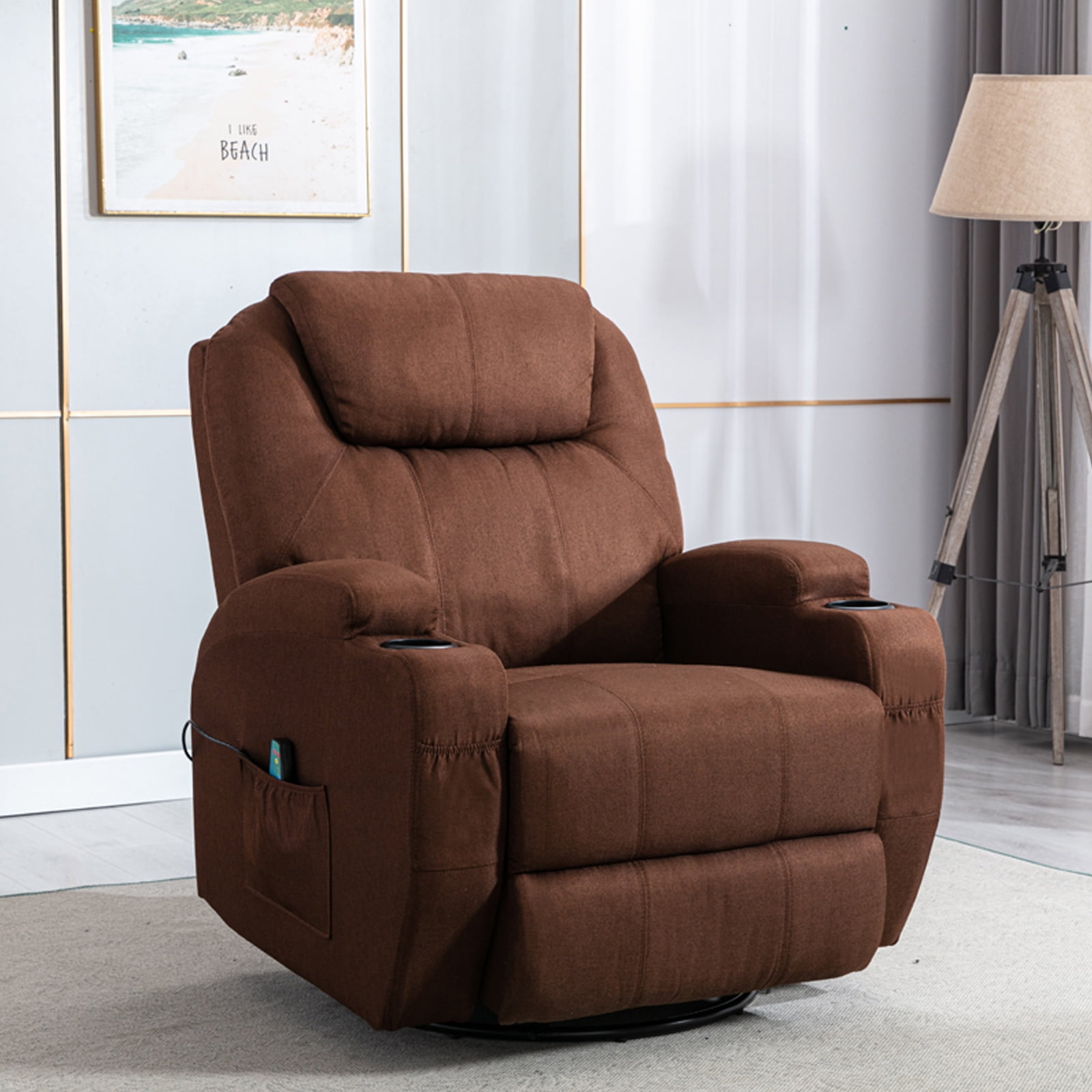 Aukfa Overstuffed Massage Recliner Chairs With Heat, Manual Lift ...