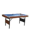 thumbnail image 1 of Aukfa Pool Table, Folding Billiard Game Table, Blue/Brown, 1 of 8