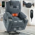 thumbnail image 1 of Aukfa Power Lift Recliner Chair with Massage and Heat for Elderly Adults, USB Charge Ports, 2 Cup Holders, Chenille, Blue Gray, 1 of 10
