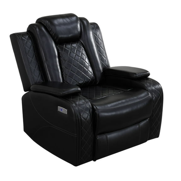 Aukfa Power Recliner Chair Sofa with Storage and USB for Living Room,Black