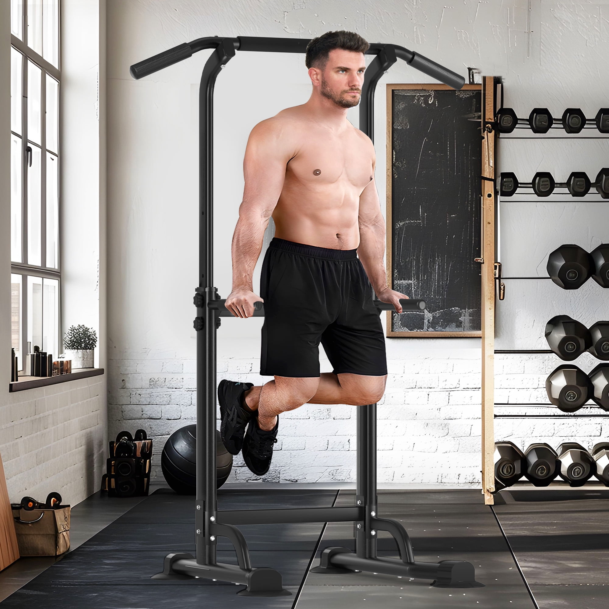 Aukfa Power Tower Pull Up & Dip Station - Multifunctional Home Gym Strength Training Equipment 300 LBS Capacity,Black