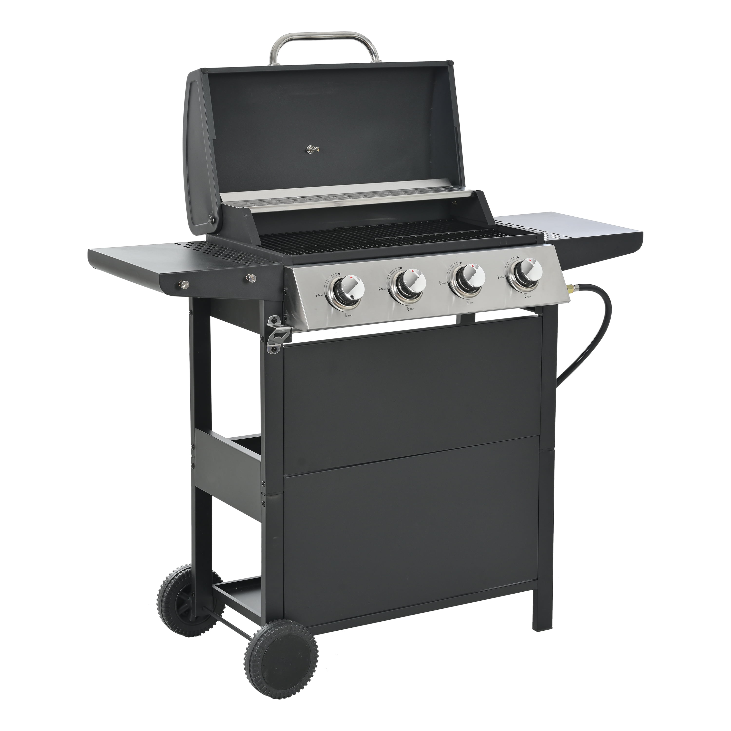 Aukfa Propane Gas Grill 4 Burner Barbecue Grill Stainless Steel for Outdoor&nbsp;BBQ, Black