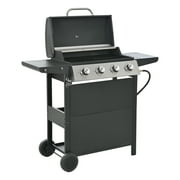 Aukfa Propane Gas Grill 4 Burner Barbecue Grill Stainless Steel for Outdoor&nbsp;BBQ, Black