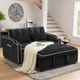 thumbnail image 1 of Aukfa Pull Out Sofa Bed, Convertible Loveseat Sleeper Sofa Couch with USB Port, Cup Holders and Swivel Phone Holder, Black, 1 of 8