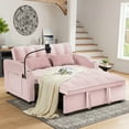 thumbnail image 1 of Aukfa Pull Out Sofa Bed, Convertible Loveseat Sleeper Sofa Couch with USB Port, Cup Holders and Swivel Phone Holder, Pink, 1 of 8