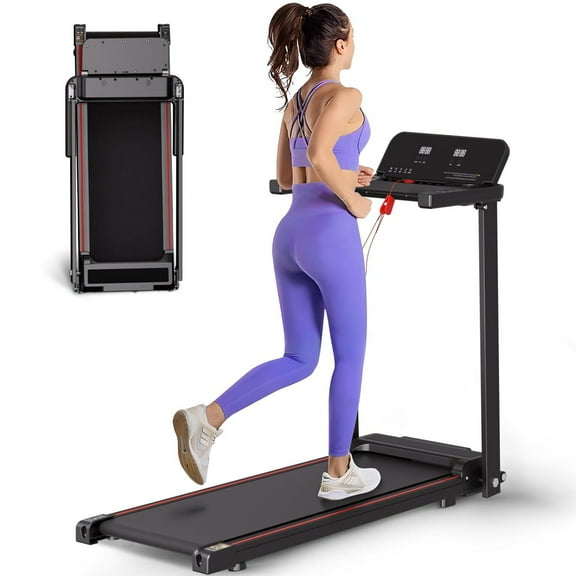 Aukfa Q30-6 Folding Treadmill for Home Office 300 lb Capacity 6 mph Max Speed, Holder for Cup & Phone