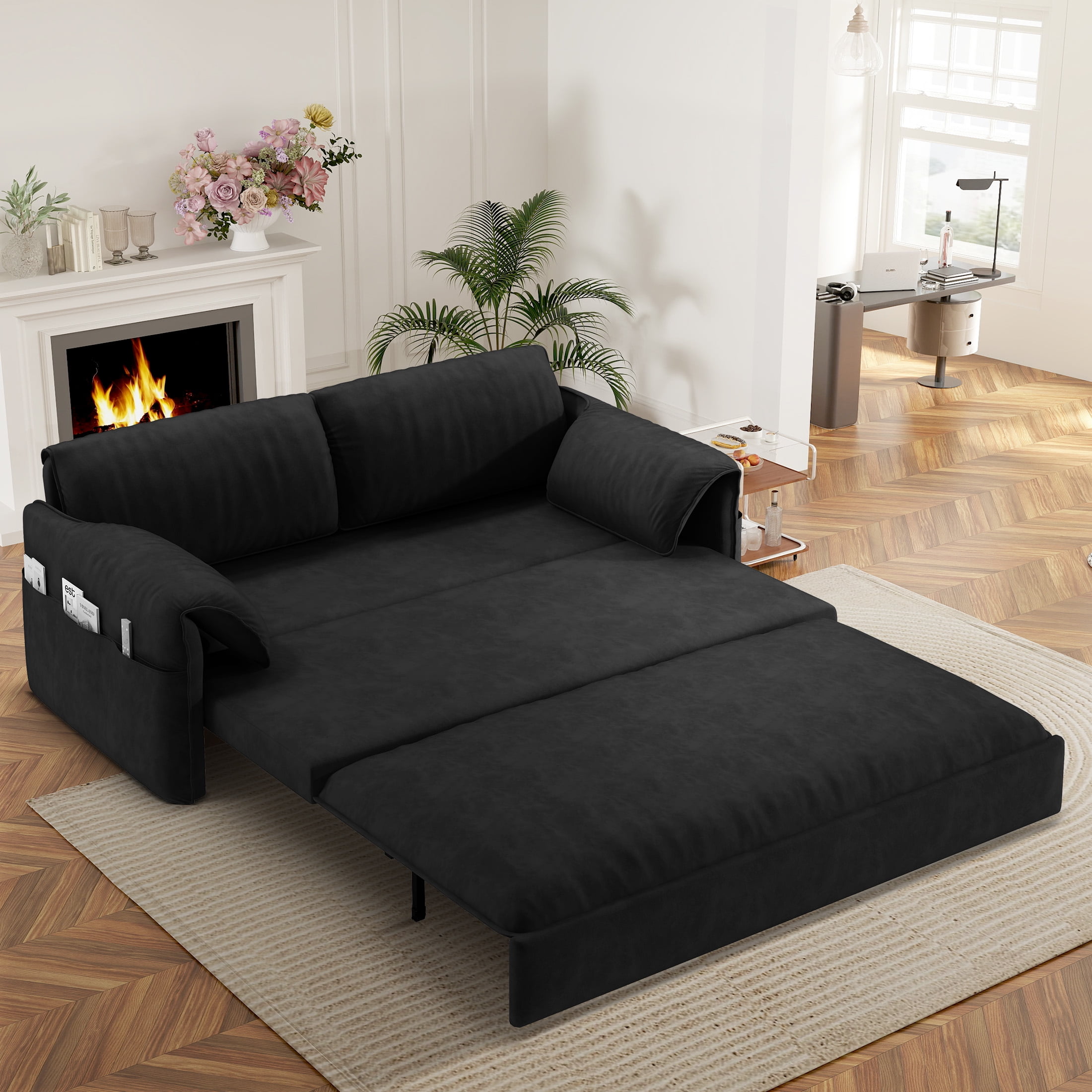 Aukfa Queen Sleeper Sofa Bed, Convertible Loveseat Pull Out Sofa