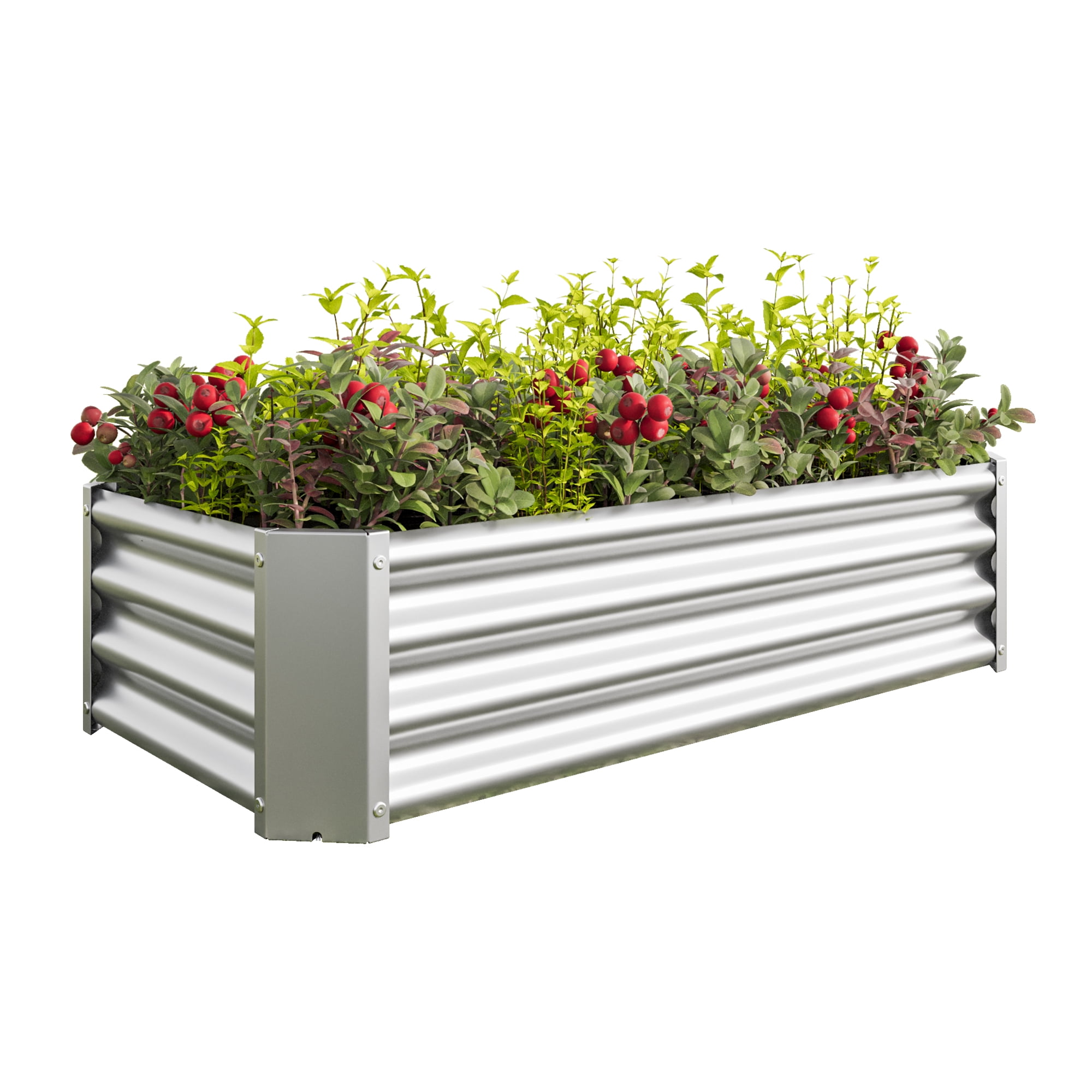 Aukfa Raised Garden Bed Kit - Garden Outdoor Planter Box for Vegetables - 4 ft x 2 ft - Silver
