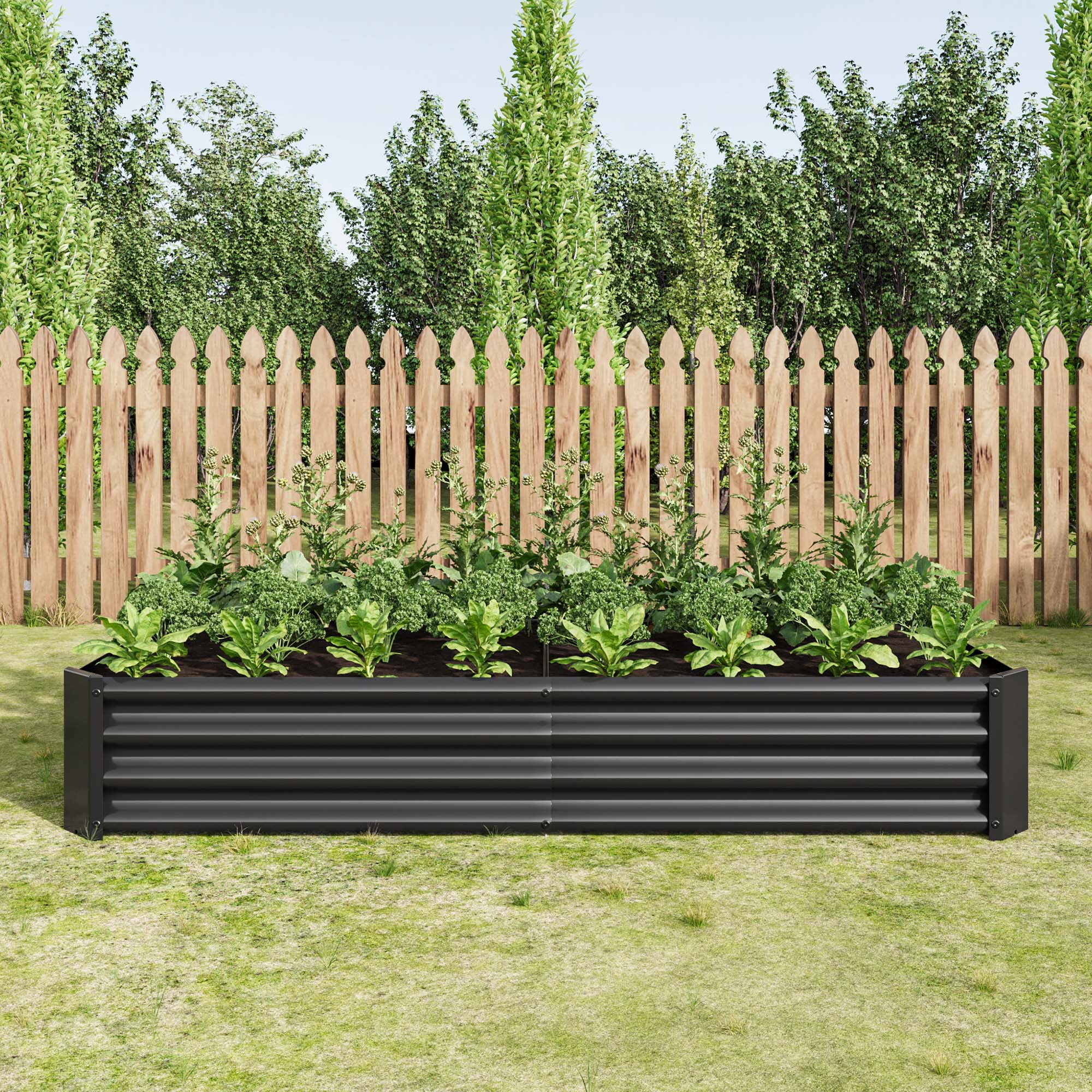 Aukfa Raised Garden Bed Outdoor, Large Heavy Metal Planter Box Steel Kit for Vegetables Flowers Herb, 6 ft x 3 ft, Black
