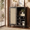 thumbnail image 1 of Aukfa Rattan Sideboard Cabinet with Wine Rack, Wooden Buffet Bar Cabinet with Storage for Kitchen, Dining Room,Black, 1 of 8